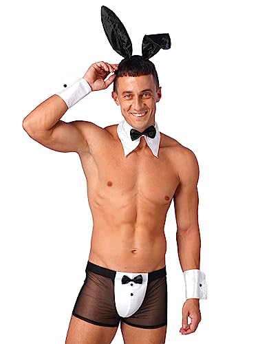 TiaoBug Disfarce de papel homem roupa criado sexual fato conjunto de cosplay homens sexy, Preto, XL