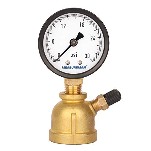 Jauge de test de pression de gaz MEASUREMAN 0-30 psi en laiton forgé 5,1 cm FNPT 1,9 cm