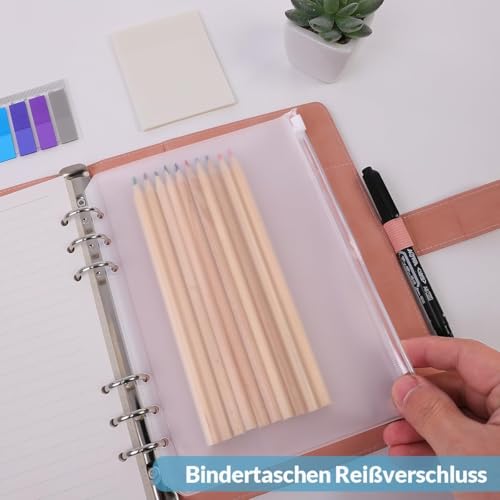 SKYDUE A5 Ringbuch Nachfüllbar Set - Kariert, Polypropylen, 90 Blätter (180 Seiten), 5 Trennblätter, Bunte Haftnotizen, 2 Umschläge, Zeitgenössisch