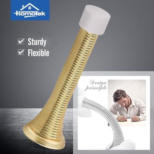 HOMOTEK Bright Brass 12 Pack Spring Door Stopper for Home Heavy Duty Flexible Spring Door Bumper