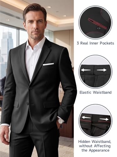 Image of Mens 2 Piece Suit Slim 2 Button Prom Suit Jacket Pants Tuxedo Set