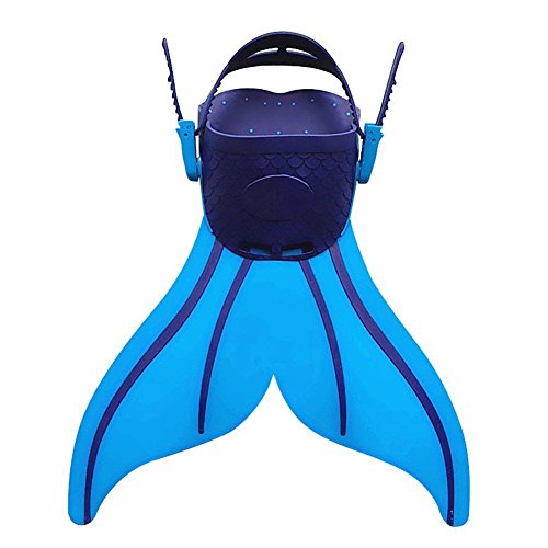 Kingzuo Direct Enfants Nageoires Plongée Natation Cute Poissons queue forme flippers pour enfants Enfant (bleu)
