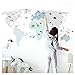 Little Deco Tatuaje de Pared Mapa del Mundo Animales Azul grisáceo I (WxH) 80 x 42 cm I Pegatina de Pared Habitación Infantil Cartel Adhesivo para niños DL127