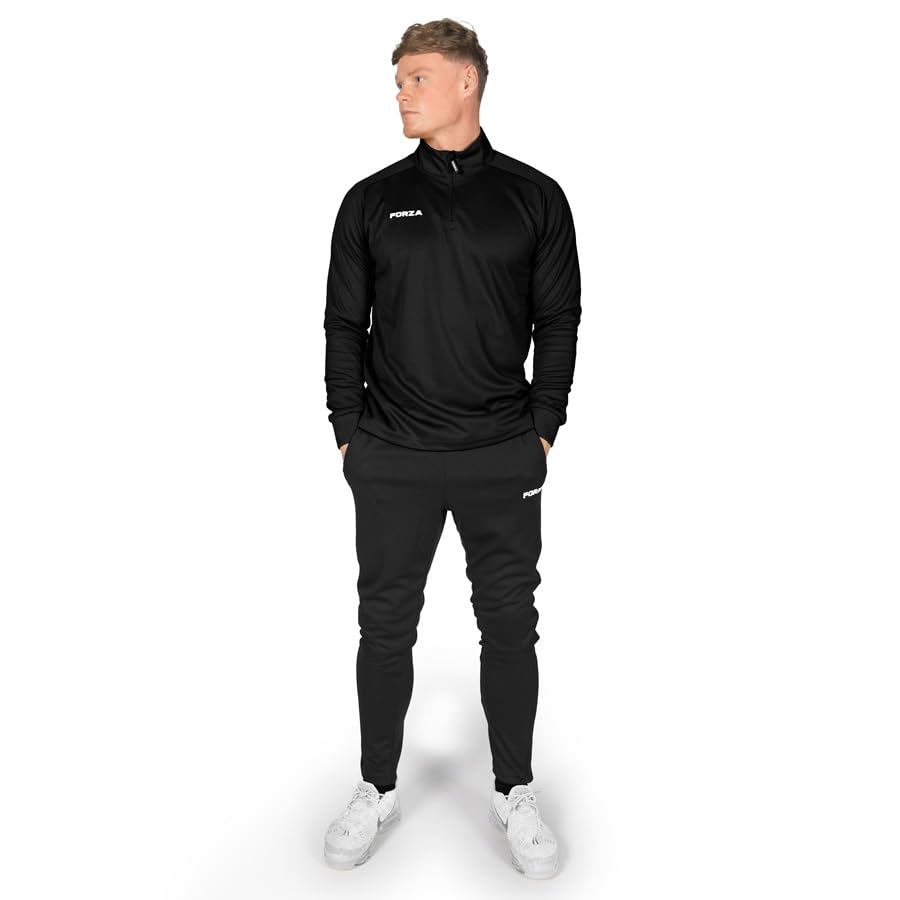 FORZA Męski zestaw dresowy – 2-częściowy zestaw dresowy z zamkiem błyskawicznym (XS-XXL), czarny lub granatowy