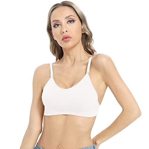 Image of OBICUM Backless Clear Back Bra Convertible Wireless Dance Bra Unpadded Adjustable Straps Low Back
