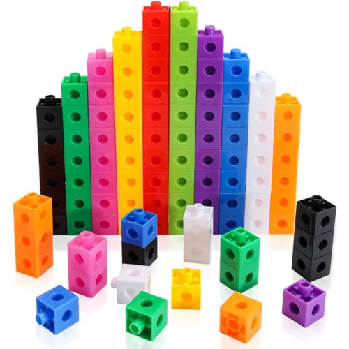 HSDAV 100 Pcs Math Linking Cubes - 10 Colors Connecting Counting Snap Blocks Math Manipulatives for Early Math & Construction Educational Toy for Preschool Kindergarten Homeschool