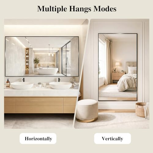 Image of Koonmi Black Mirrors for Wall, 30x36 Inch Bathroom Mirror, Rectangular Wall Mirror for Living Room Bedroom Bathroom, Hangs Horizontally or Vertically