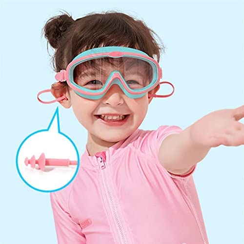 Image of PROBEROS Swimming Goggles for Kids with Ear Plugs, Big Frame Leakproof Anti-fog Swimming Goggles for Kids, Swim Goggles with UV Protection Adjustable Swim Goggles for Boys Girls for Age 6-14 (Pink)