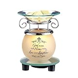 Collections Etc Lighted ‘God Bless Our Home’ Plug-in Wax Melt Warmer, Tabletop Decoration for Any Room in Home