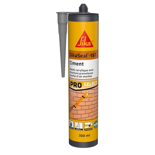 SIKA - Mastic acrylique granuleux aspect mortier - SikaSeal-187 Ciment gris - Petites réparations, joints de maçonnerie - Intérieur/extérieur - 300 ml
