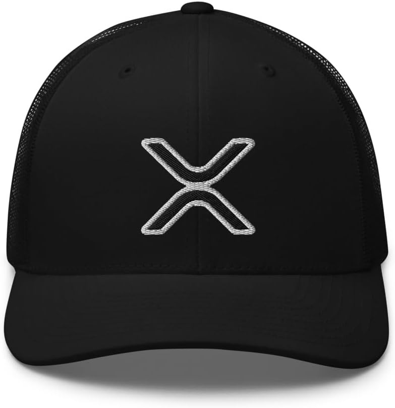 XRP Logo Trucker Hat Mid Crown Curved Bill Adjustable Crypto Cap