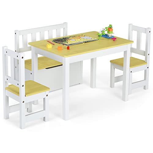 👩‍❤️‍👩★Altezza Adatta★ L'altezza del tavolo è di 48 cm e l'altezza della superficie della sedia è di 26 cm. L’altezza ergonomica progettata per proteggere la colonna vertebrale dei bambini consentire loro di sviluppare una sana abitudine di seduta sin dalla tenera età. È molto adatto a bambini di 2-6 anni.