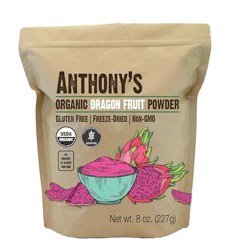 Anthony's Organic Dragon Fruit Powder, 8 oz, Freeze-Dried, Gluten Free, Non GMO