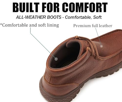 Image of SUREWAY Men's Chukka Boots,Fashion and Comfort Driving Shoes,Lightweight Durability Leather Moc Toe Work Boots