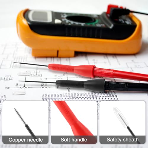 Image of 4 Pack 2mm Extended Needle Test Probes, Multimeter Test Leads, 600V /10A Non Destructive Multimeter Test Probe for Fluke Leads tl71 tl75