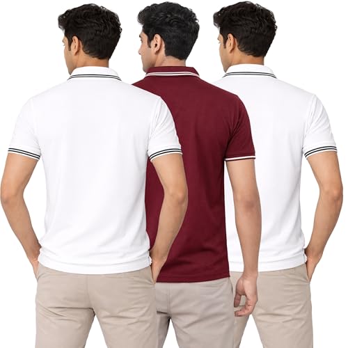 Image of Hangout Hub Men's Polo T Shirt | Solid | Plain Regular Fit Tees|Collar T-Shirts|Half Sleeves|Set of 1 & 2|HH.MP.MAR
