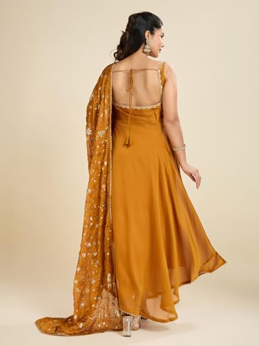 Image of UFB Purple Anarkali Kurta with Embroidered Dupatta, Sleeveless Square Neck Design