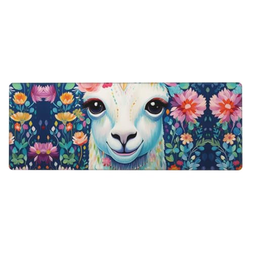 Tapis de souris de bureau XL Camel à motif floral 80x30 cm antidérapant