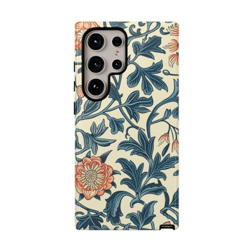 Coque Samsung S24 Ultra motif floral bleu et orange coque brillante et ultra résistante