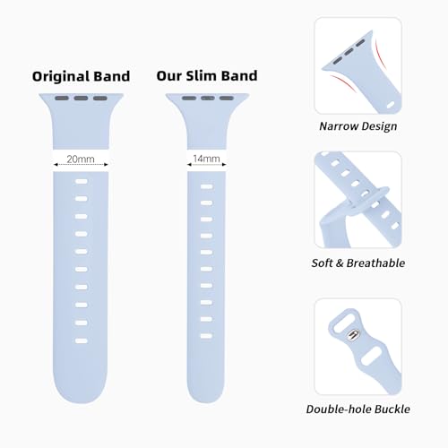 Image of Thin Silicone Band Compatible with Apple Watch 41mm 38mm 40mm 46mm 45mm 42mm 44mm, Slim Narrow Replacement Sport Strap Wristband for iWatch Series 11 10 9 8 7 6 5 4 SE Ultra 3 2 1 Women Men