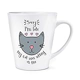 Photo Gallery sorry i m late my cat was seduto on me 12oz latte tazza Photo Gallery sorry i m late my cat was seduto on me 12oz latte tazza