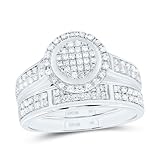 Jewels By Lux 10K White Gold 5/8 Cttw Natural Diamond Nk Fashion Round Bridal Anniversary Wedding Engagement Band Ring Trio Set, Womens: 7/Mens: 8.5