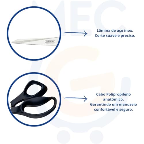 Tesoura de Costura, Tramontina, Supercort, Inox, 20 cm, Preto, 25925/167