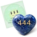 444 Blue Energy Crystal Heart, Calming Worry Stone Gift for Her