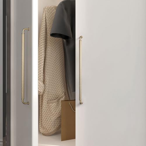 Image of Goo-Ki 6 Pack 12 5 /8 Inch Champagne Bronze Knurled Cabinet Pull Handle - Textured Non-Slip Grip, Classic Modern Design for Kitchen Cabinets & Furniture Drawers
