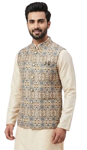 zamtail Men's Nehru Jacket (Modi Waistcoat) with Inner Pocket | Comfortable Inner Lining | Bandhgala Sleeveless Regular Fit | Festive, Wedding & Casual Wear-picture-33