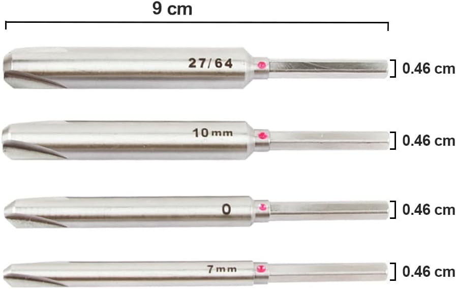 O'SKOOL Pen Barrel Trimmer Kits with No-Sharpening Cutting Head,7mm 、“O”、27/64" 、10mm Pen Mill Pilot Cutter Shafts for Wood Turning Pen Blank Trimmer, WT15