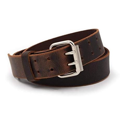 Double Down Leather Belt | Made in USA | Brown Leather Belt for Men | Two Prong Mens Work Belt | Size 38 Cover