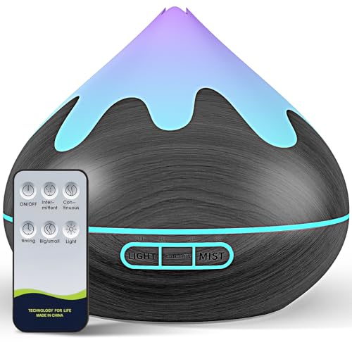 Diffusore di aromi, 500 ml, piccolo diffusore di aromaterapia ad ultrasuoni, per oli essenziali, con funzione di spegnimento automatico, nero