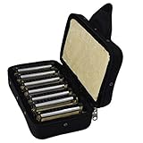 Dieses praktische Mundharmonika-Set im Koffer umfasst insgesamt 7 diatonische Mundharmonikas (Blues Harps) mit jeweils 10 Löchern.