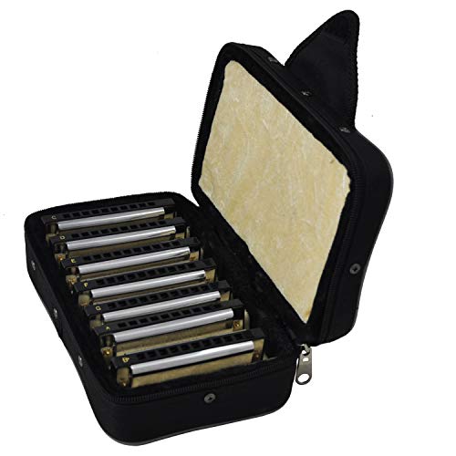 Tuyama® Armónica Set 7 Armónicas / Mouth Harps - Maleta robusta - Tonalidades diatónicas differentes: Do-Re-Mi-Fa-Sol-La-Bemol Mayor - Blues Harps / Mouth Organs 10 holes
