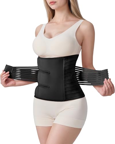 Image of Evantha Postpartum Belly Band for Women: Adjustable Compression Wrap for Abdominal & Waist Support C-Section & Vaginal Birth Recovery Black M
