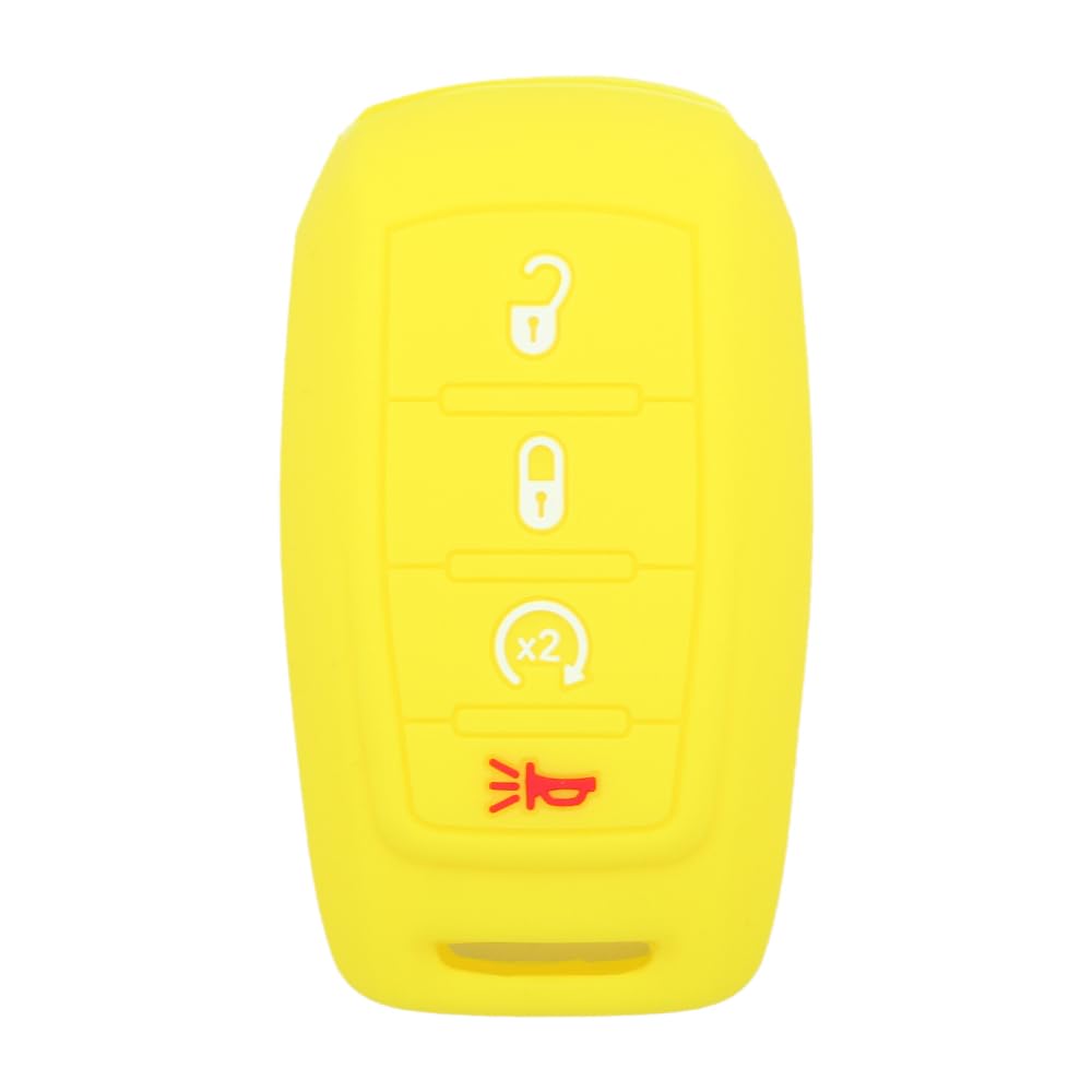 BROVACS Silicone Cover Protector Case Holder Skin Jacket Compatible with DODGE 4 Button Smart Remote Key Fob CV2753 Yellow - Image 3