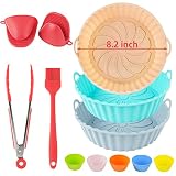 Air Fryer Silicone Liners 12Pcs,Food Grade Reusable Air Fryer Baskets/Pots/Liners and Accessorie,8.2