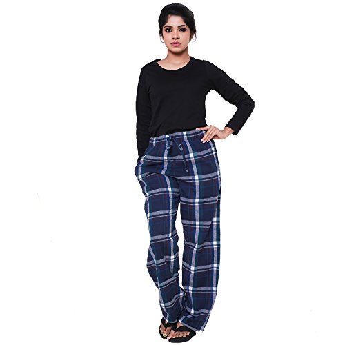 Image of Womens Multicolor Cotton Checkered Pyjama | Checks Pajama for women with Elastic & Drawstring Plus Size (S TO 8XL)