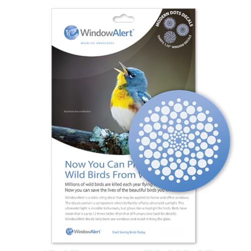 WindowAlert Modern Dots Anti-Collision Decal - UV-Reflective Window Decal to Protect Wild Birds from Glass Collisions - Made in The USA