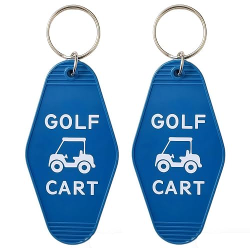 Image of 2pcs Golf Cart Keychain Plastic Retro Motel Golf Cart Key Chain for Women Men