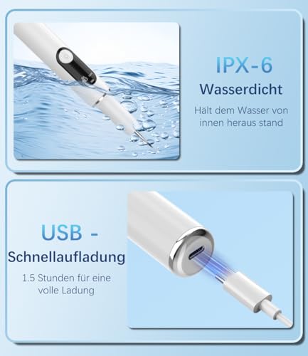 Wrischan Zahnsteinentferner Zahnreinigung Set, Zahnreinigungsset Elektrische Zahnreiniger für Es Gibt 5 Modi, 4 Edelstahl-Reinigungsköpfe, Haustiere Zahnreinigung Set mit LED-Licht