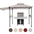 FAB BASED 5x8 Grill Gazebo, Outdoor BBQ Grill Patio Canopy with Extra Shadow & LED Lights, Barbeque Gazebo Canopy (Grey)