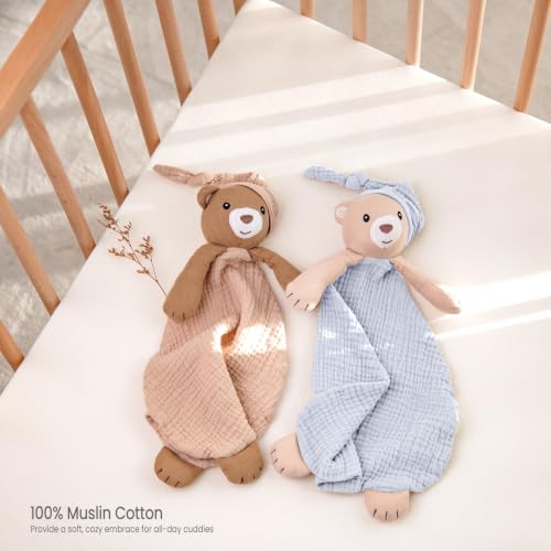 Image of lulumoon Bear Baby Security Blanket: Skin-Friendly Muslin Snuggle Lovey