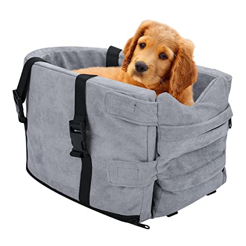 Tripocleen Dog Car Seat Pet Car Seat - Booster Seat ?for Small Dog Console Car Seat Interactive Dog Car Carrier with Safety Buckle for Fliptop Armrest Suitable