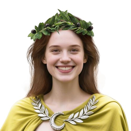 MOSTORY Oliver Leaf Laurel Crown - Green Greek Circlet with Berries for Toga Costume Women, Woodland Roman Headpiece for Goddess Accessories LARP Royal Outfit Renaissance