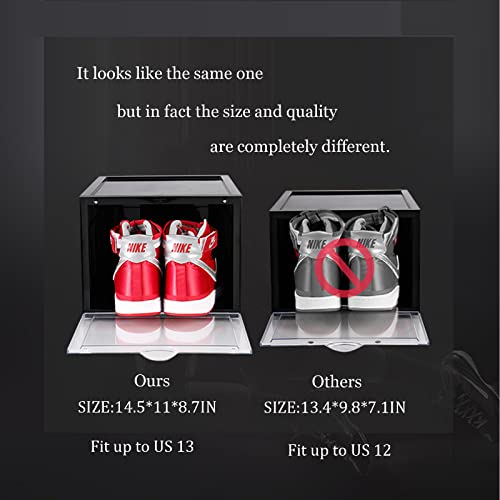 Aoteng Star Black Storage Shoes Box Womens Mens Shoe Storage Display Box Plastic Foldable Stackable Shoe Container Clear Closet Shelf Shoe Organizer-6 Pack #TOP2