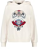Flauschige Innenseite Taifun Damen Hoodie mit Stickerei Langarm, Ärmelbündchen T-Shirt Langarm Rundhals Hoodie Gemustert, unifarben Canvas Gemustert 46