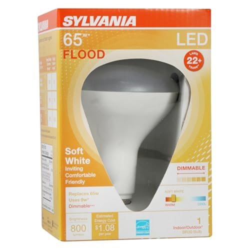 Image of Sylvania LED Flood BR30 Light Bulb, 65W Equivalent Efficient 9W, Medium Base, Dimmable, 2700K, Soft White - 1 Pack (40460)