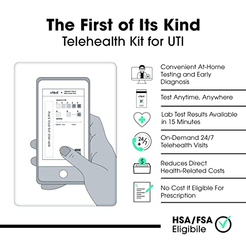 eMed UTI Telehealth Kit, Urinary Tract Infection Test, Telehealth Consult, Same-Day Prescription and Medication for UTI Treatment, If Prescribed - 2 Kits